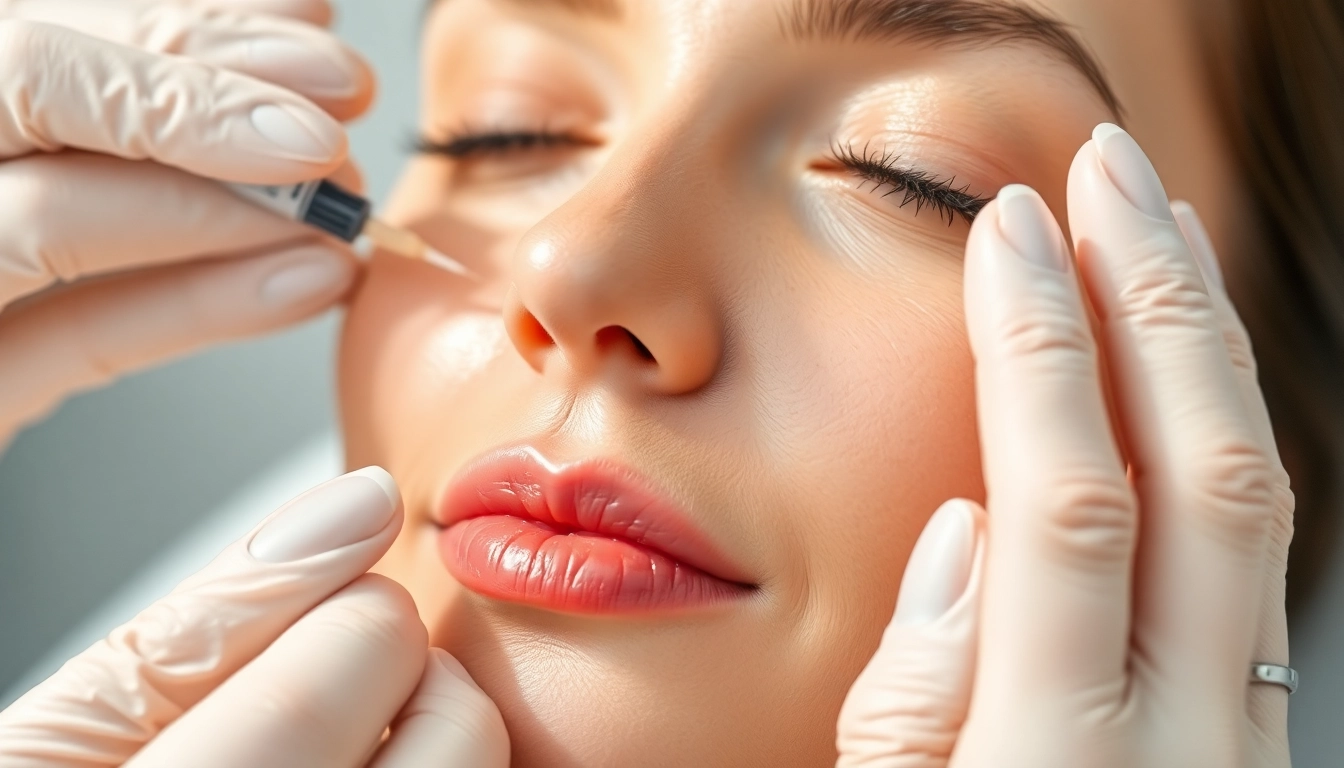 Botox Behandlung: Woman receiving a professional Botox injection for wrinkle reduction in a modern clinic setting.