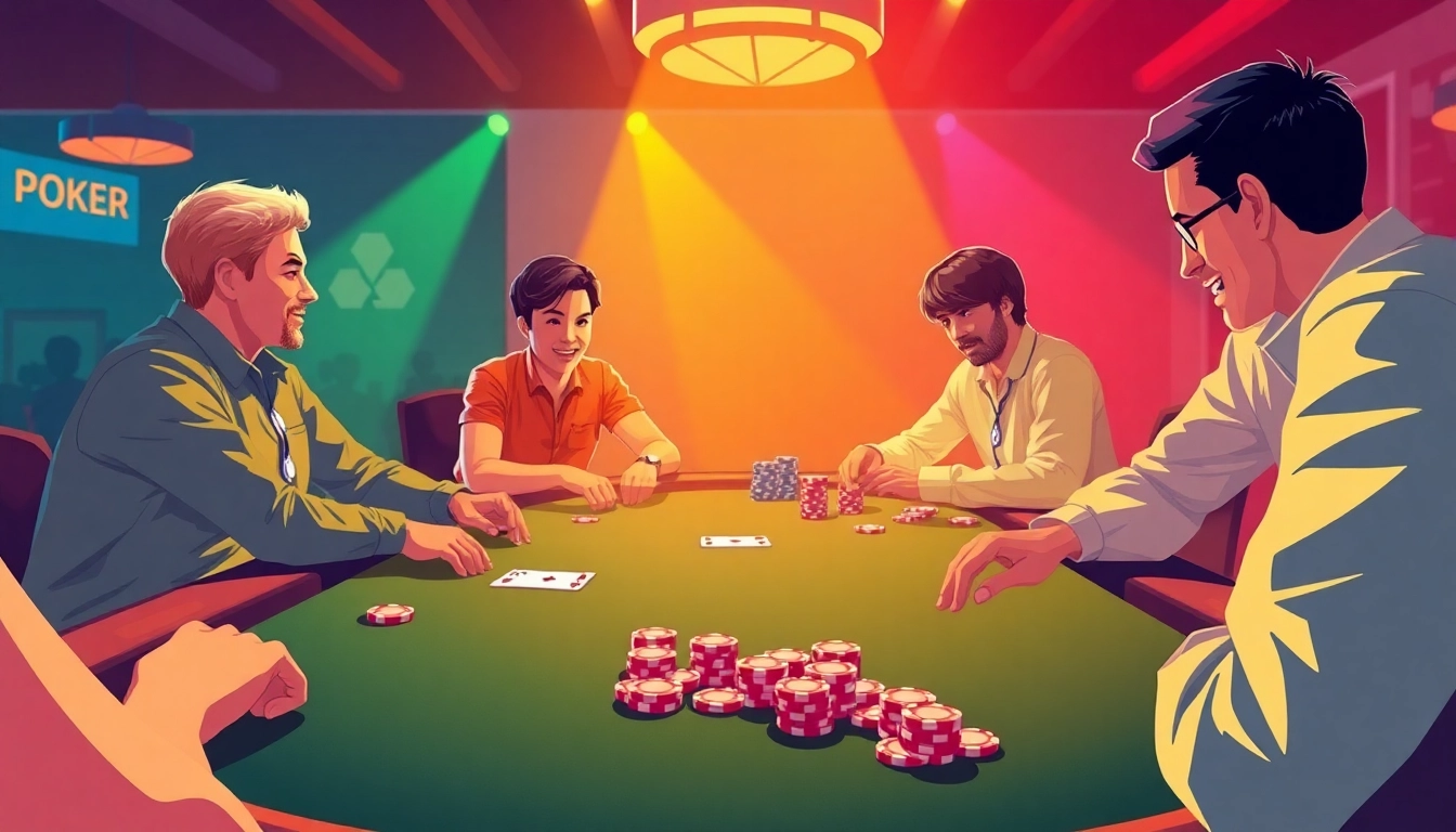 PokerBros Paradise Union club featuring enthusiastic players and a lively poker table