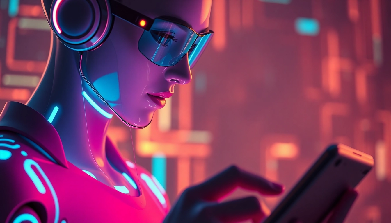 AI girlfriend engaging in unfiltered NSFW chat on a sleek device, showcasing realistic interaction and intimacy in a digital setting.