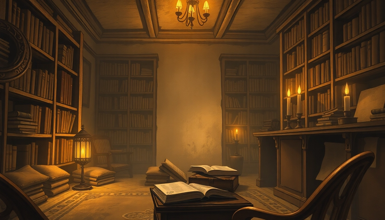 An antique study scene with books, stained papers, and candlelight, evoking historical intrigue and subtle sensuality.
